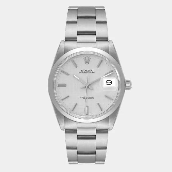 Rolex Silver Stainless Steel Oysterdate 6694 Men's Wristwatch 35 mm