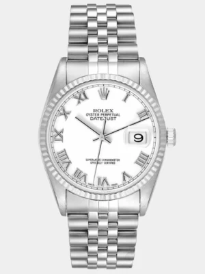 Rolex White 18K White Gold And Stainless Steel Datejust 16234 Men's Wristwatch 36 mm