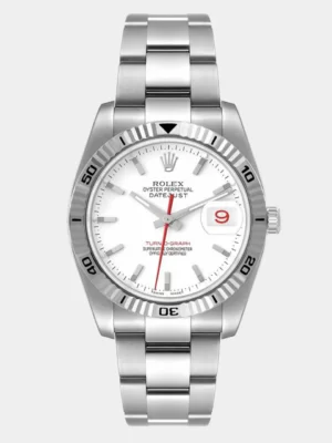 Rolex White 18K White Gold And Stainless Steel Datejust Turnograph 116264 Men's Wristwatch 36 mm