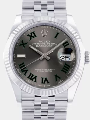 Rolex Grey 18K White Gold And Stainless Steel Datejust 126234 Men's Wristwatch 36 mm