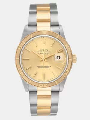 Rolex Champagne 18K Yellow Gold And Stainless Steel Datejust 16263 Men's Wristwatch 36 mm