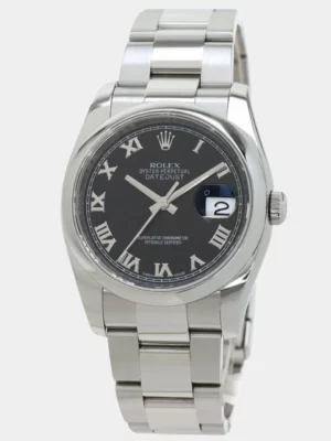 Rolex Black Stainless Steel Datejust 116200 Men's Wristwatch 36 mm