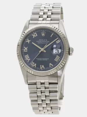 Rolex Blue 18K White Gold And Stainless Steel Datejust 16234 Men's Wristwatch 36 mm