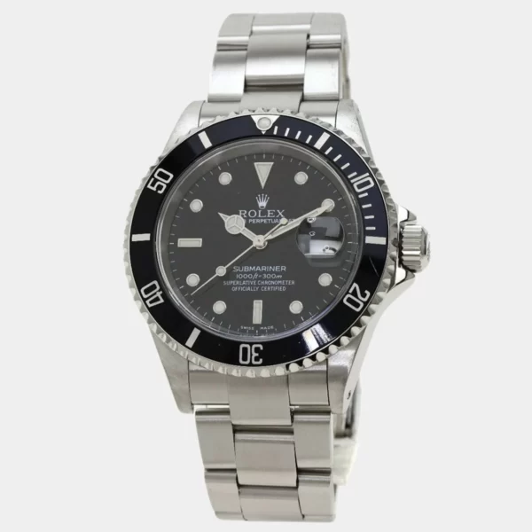Rolex Black Stainless Steel Submariner 16610 Men's Wristwatch 40 mm