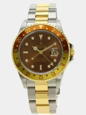 Rolex Brown 18K Yellow Gold And Stainless Steel GMT-Master 16713 Men's Wristwatch 40 mm