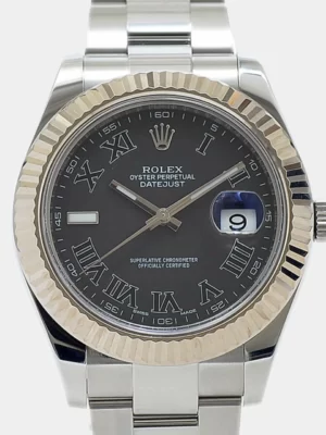 Rolex Grey Stainless Steel Datejust II 116334 Men's Wristwatch 41 mm