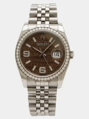 Rolex Brown Diamonds Stainless Steel Datejust 116244 Men's Wristwatch 36 mm
