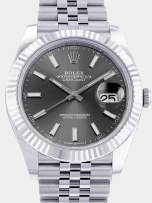 Rolex Grey 18k White Gold And Stainless Steel Datejust 126334 Men's Wristwatch 41 mm