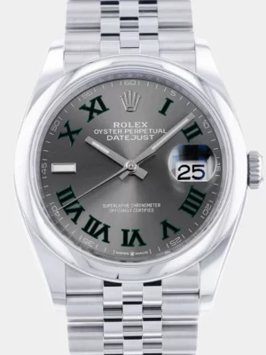 Rolex Grey Stainless Steel Datejust 126200 Men's Wristwatch 36 mm