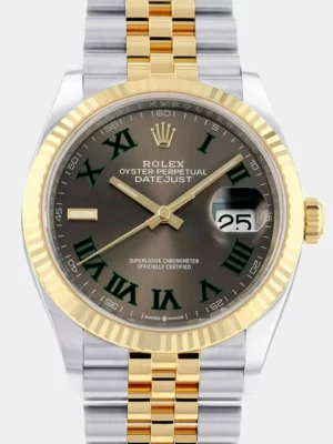 Rolex Grey 18K Yellow Gold And Stainless Steel Datejust 126233 Men's Wristwatch 36 mm