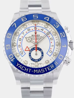 Rolex White Stainless Steel Yacht-Master II 116680 Men's Wristwatch 44 mm
