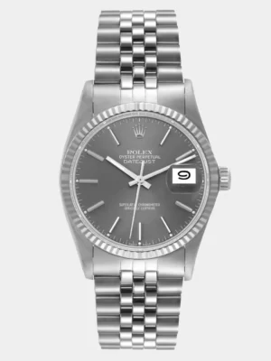 Rolex Grey 18K White Gold And Stainless Steel Datejust 16014 Men's Wristwatch 36 mm