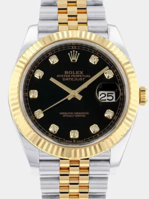 Rolex Black Diamonds 18K Yellow Gold And Stainless Steel Datejust 126333G Men's Wristwatch 41 mm