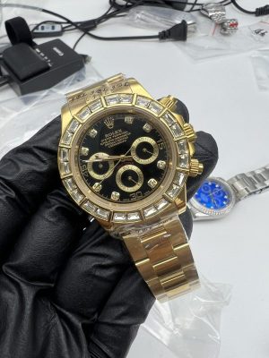 Replica Rolex Daytona Diamond Bezel Black Dial Watch New8825035